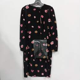 Marella Women's Long Sleeve Black Watercolor Flower Print Sheath Dress Size 12
