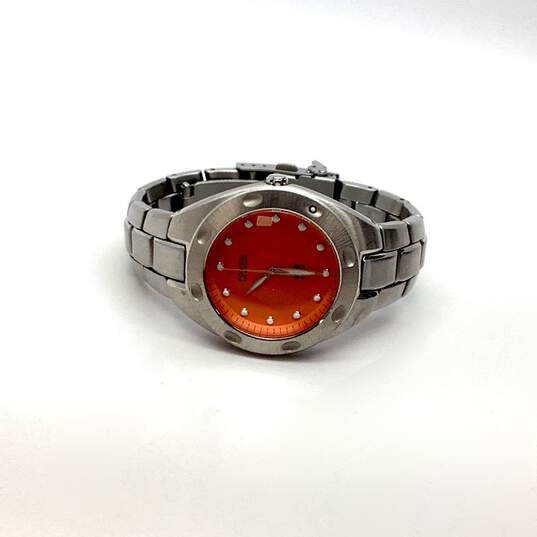 Designer Fossil Blue AM-3316 Round Analog Orange Dial Quartz Wristwatch image number 3