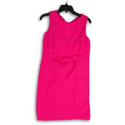 Lilly Pulitzer Womens Pink Eyelet Round Neck Sleeveless Shift Dress Size 6