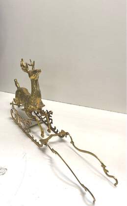 Brass Reindeer and Sleigh Vintage 21 inch Long Home Holiday Décor alternative image