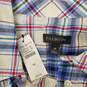 NWT Talbot's WM's Blue Plaid Cotton Button Down Long Sleeve Shirt Size M image number 3