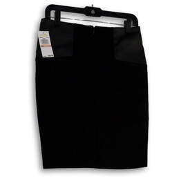 NWT Womens Black Stretch Flat Front Back Zip Straight & Pencil Skirt Size 2 alternative image