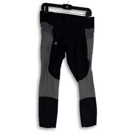 NWT Womens Gray Black Elastic Waist Pull-On Compression Leggings Size L