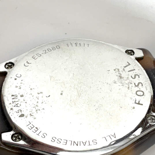 Designer Fossil ES-2680 Brown Faux Tortoise Bracelet Analog Wristwatch image number 4