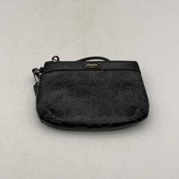 Coach Womens Black Gray Leather Detachable Strap Wristlet Wallet Clutch alternative image