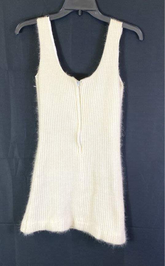 Joseph Magnin Womens Ivory Knitted Scoop Neck Sleeveless Mini Dress Size Medium image number 2