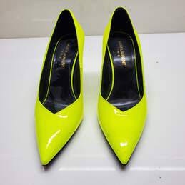 Saint Laurent Patent Leather Neon Yellow Pumps Size 36.5 AUTHENTICATED alternative image
