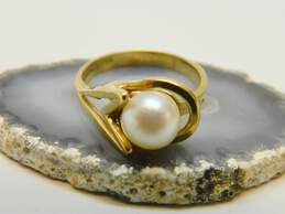 14k Yellow Gold Abstract Pearl Solitaire Ring 3.6g