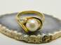 14k Yellow Gold Abstract Pearl Solitaire Ring 3.6g image number 1