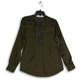 Express Womens Green Button Front Pleated Long Sleeve Blouse Top Size Medium