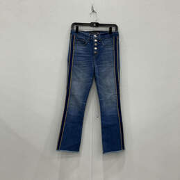 Womens Blue Denim Button Fly 5-Pocket Design Bootcut Leg Jeans Size 26