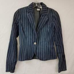 Armani Exchange Women's Size Small Cotton Blue Stripe Blazer