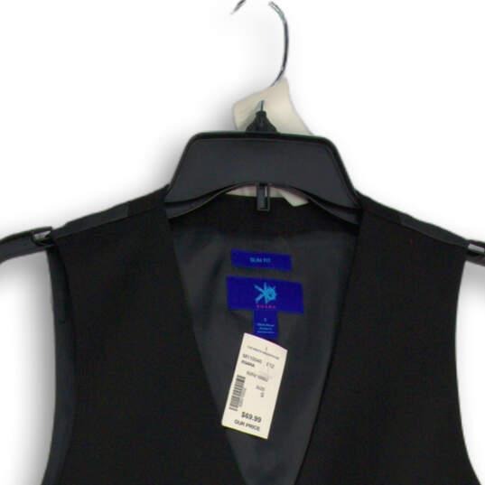 NWT Mens Black V-Neck Slim Fit Lined Button Front Vest Size Small image number 3
