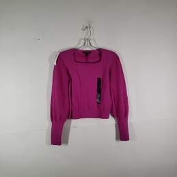 NWT Womens Square Neck Long Sleeve Cropped Pullover Sweater Size Small