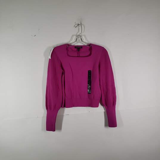NWT Womens Square Neck Long Sleeve Cropped Pullover Sweater Size Small image number 1