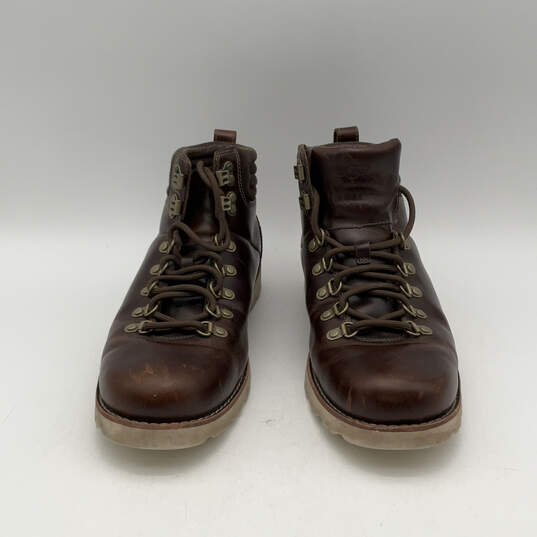 Mens Brown Leather Round Toe Lace-Up Ankle Combat Boots Size 10 image number 2
