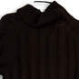 Womens Brown Cable Knit Long Sleeve Mock Neck Pullover Sweater Size M image number 4