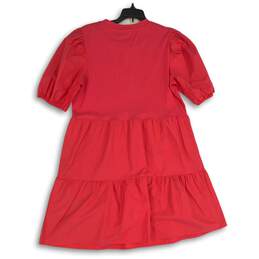 NWT Womens Red Tiered Short Sleeve Crew Neck Pullover A-Line Dress Size S alternative image