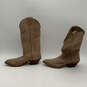 Womens Beige Leather Almond Toe Mid Calf Pull-On Cowboy Western Boots Sz 55 image number 2