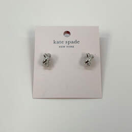 Designer Kate Spade Silver-Tone Twisted Fashionable Stud Earrings