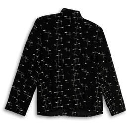Womens Black White Long Sleeve Spread Collar Button-Up Shirt Size 8 alternative image
