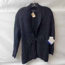 Vintage 80s IB Diffusion Black Silk Blend Sweater Jacket Size M