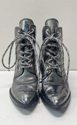 Stuart Weitzman X Gigi Hadid Patent Leather Ankle Boots Silver Metallic 5 alternative image