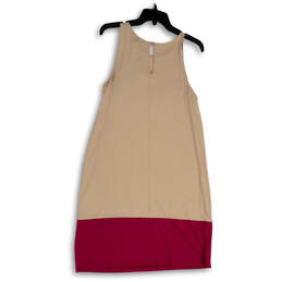 NWT Womens Beige Sleeveless Round Neck Pullover Tank Dress Size Medium alternative image