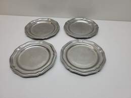C# VTG. Set Of 4 Wilton Armetale Queen Anne Pewter Dinner Plates Approx. 7 in. alternative image