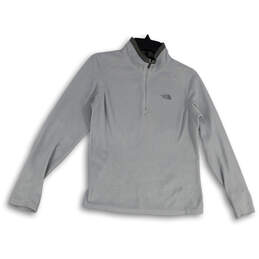 Womens Gray 1/4 Zip Mock Neck Long Sleeve Pullover Sweatshirt Size Large