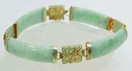 Romantic 14k Yellow Gold Jadeite Panel Bracelet 16.1g