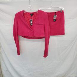 Pretty Little Thing Bright Pink Boucle Cropped Blazer Jacket & Micro Mini Skirt 2 Piece Set WM Size 4 NWT
