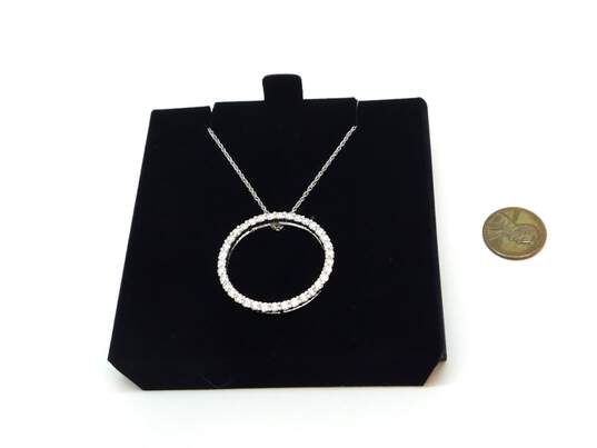 Stauer 925 Sterling Silver 2.16CTTW Diamond Open Circle Pendant On Chain Necklace In Original Box 55.1g image number 3
