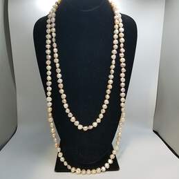 Sterling Silver Endless Knotted FW Pearl Necklace 151.7g