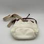 Tory Burch Womens White Brown Adjustable Strap Drawstring Crossbody Purse image number 2