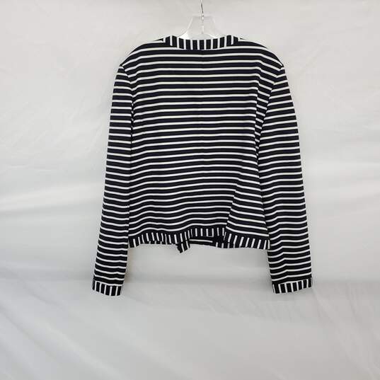 Ann Taylor Navy Blue & White Stripe Lined Full Zip Top WM Size L NWT image number 2