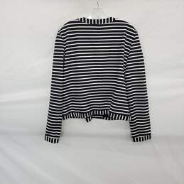 Ann Taylor Navy Blue & White Stripe Lined Full Zip Top WM Size L NWT alternative image
