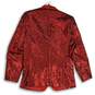 Mens Red Sequin Long Sleeve Notch Lapel Single Breasted Two Button Blazer Sz 44 image number 2