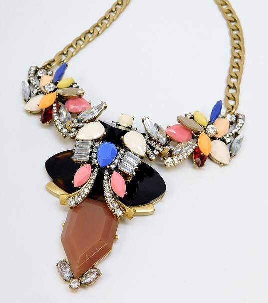 J.Crew Designer Colorful Rhinestone Chunky Statement Necklace and Bag image number 5