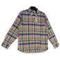 NWT Mens Multicolor Plaid Spread Collar Long Sleeve Button-Up Shirt Size L image number 1