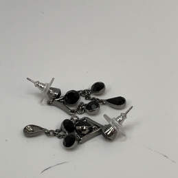 Designer Givenchy Silver-Tone Black Crystal Cut Stone Dangle Earrings alternative image