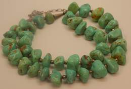 Southwestern Artisan 925 Sterling Silver & Turquoise Statement Necklace 114.0g