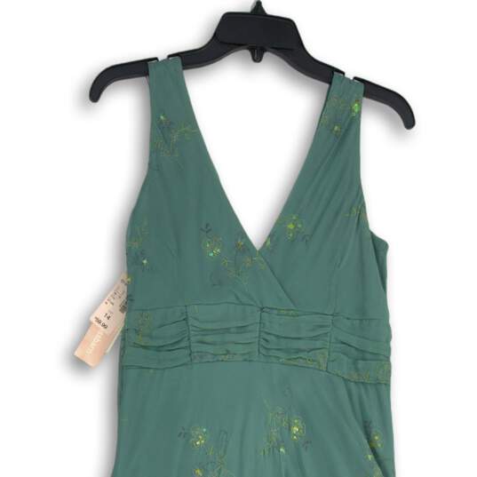 NWT Dressbarn Womens Green Floral Sequin Sleeveless Fit & Flare Dress Size 14 image number 4
