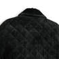 Womens Black Spread Collar Long Sleeve Button Front Quilted Jacket Size XXL image number 2