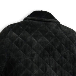 Womens Black Spread Collar Long Sleeve Button Front Quilted Jacket Size XXL alternative image