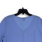 Womens Blue V-Neck 3/4 Bell Sleeve Hi-Low Hem Pullover Blouse Top Size XXL image number 4