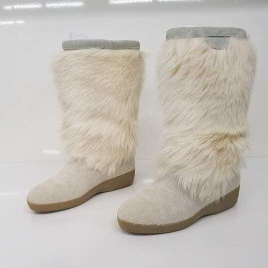 Tecnica White Pony Hair Fur Winter Boots Women's Size 7 image number 1