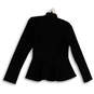 Womens Black Long Sleeve Round Neck Full-Zip Peplum Jacket Size 6 image number 2