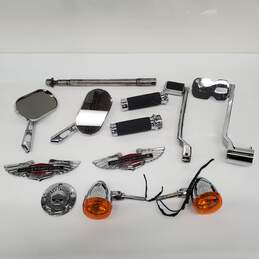 Harley Davidson Parts- Emblem, Lights,Pedals,Handle & Mirror Lot