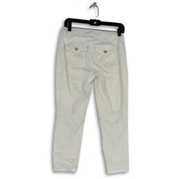Womens White Flat Front Pockets Straight Leg Cargo Pants Size 2 alternative image